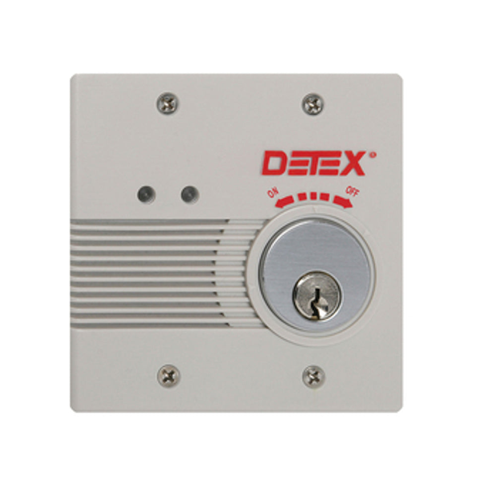 Detex EAX-2500SxMC65AA AC/DC External Powered Wall Mount Exit Alarm, Mortise Cylinder, Gray