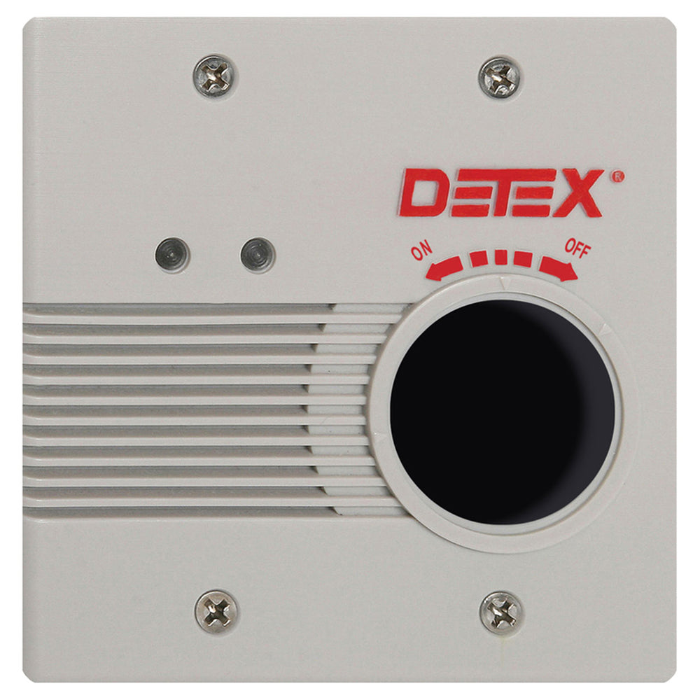 Detex EAX-2500SxMC65AA AC/DC External Powered Wall Mount Exit Alarm, Mortise Cylinder, Gray