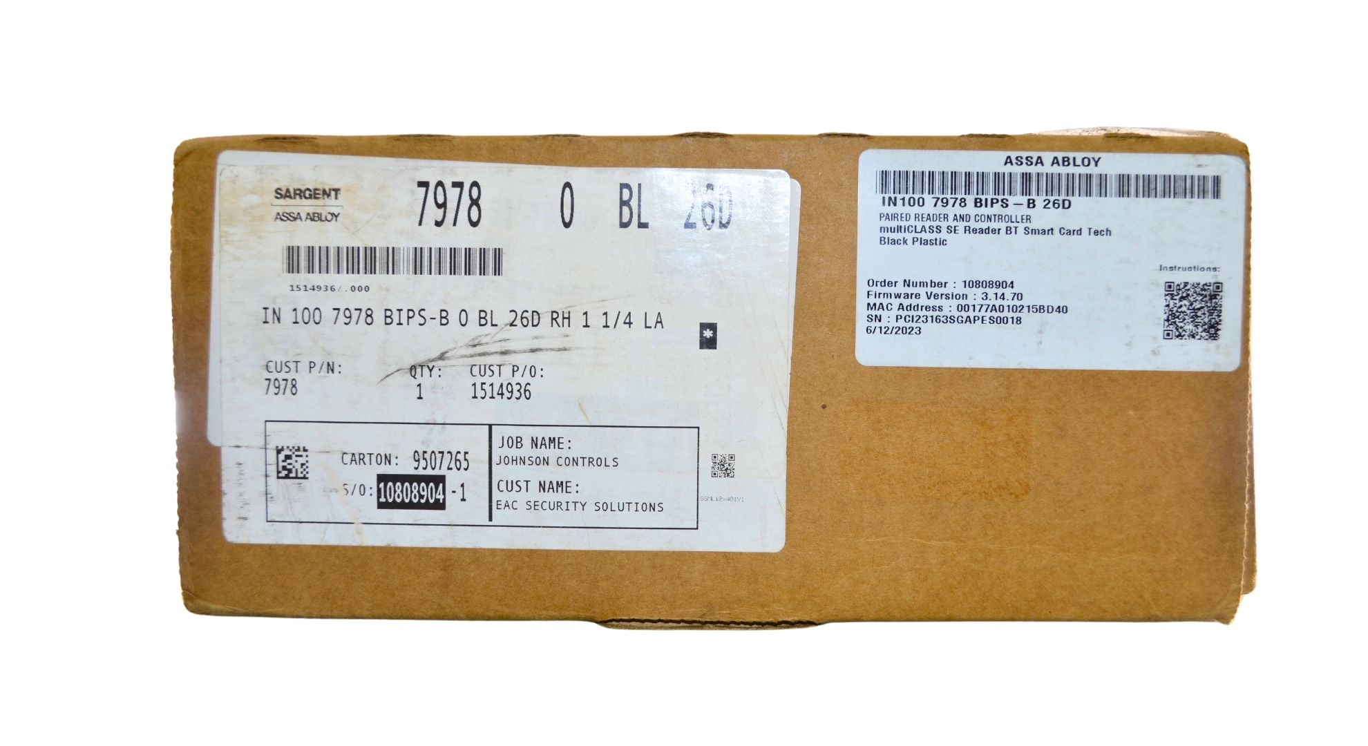 Sargent IN100 7978 BIPS-B 26D Electrified Mortise Card Lock