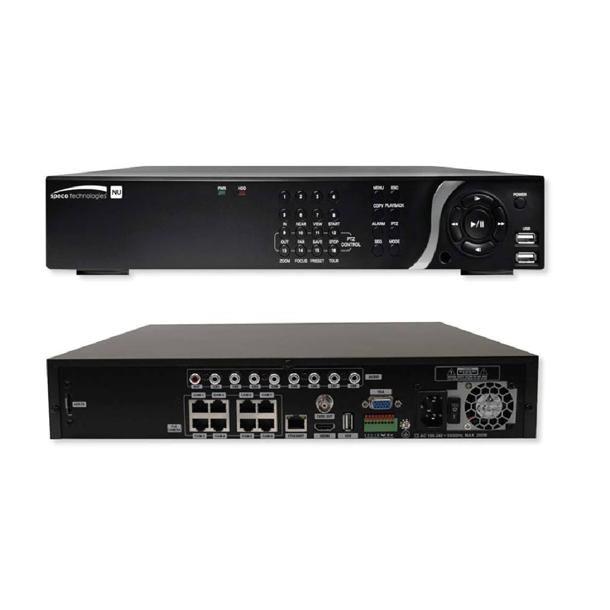 Speco N16NU8TB 16 Channel 4K Plug & Play Network Video Recorder with 16 Built-In PoE+ Ports