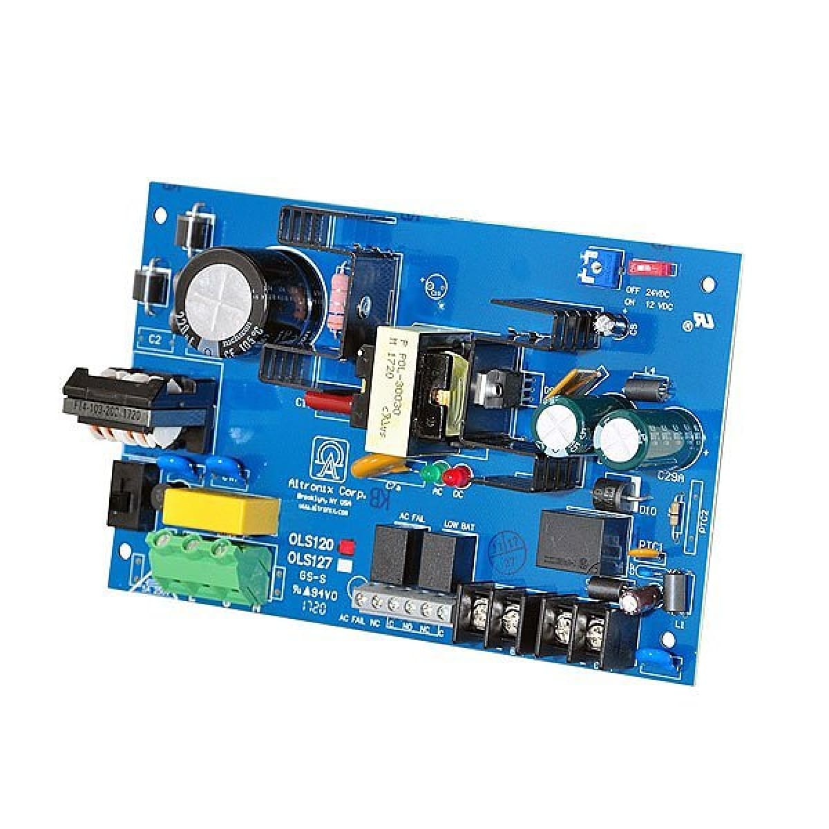 Altronix OLS120 Power Supply/Charger - 12VDC or 24VDC @ 4 amp, AC & battery monitoring, 115VAC input.