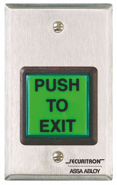 Securitron PB2E Single Gang 2" Square Momentary Push Button, SPDT