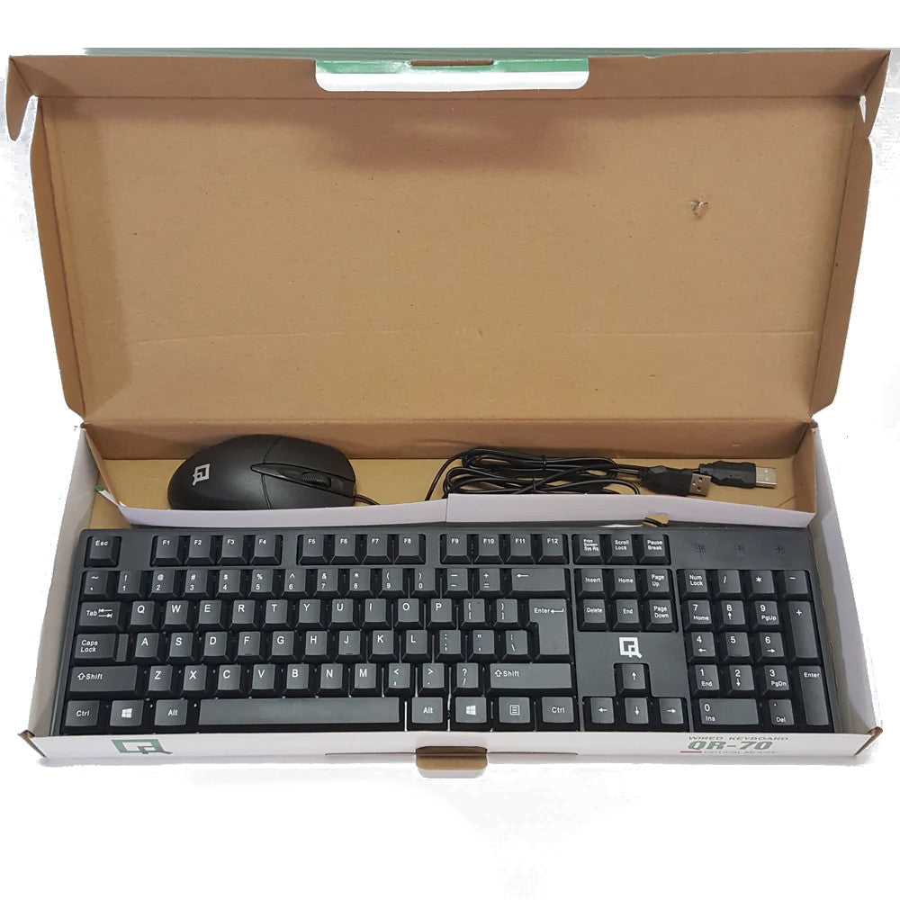QR QR-70 Wired Keyboard w/ Optical Mouse