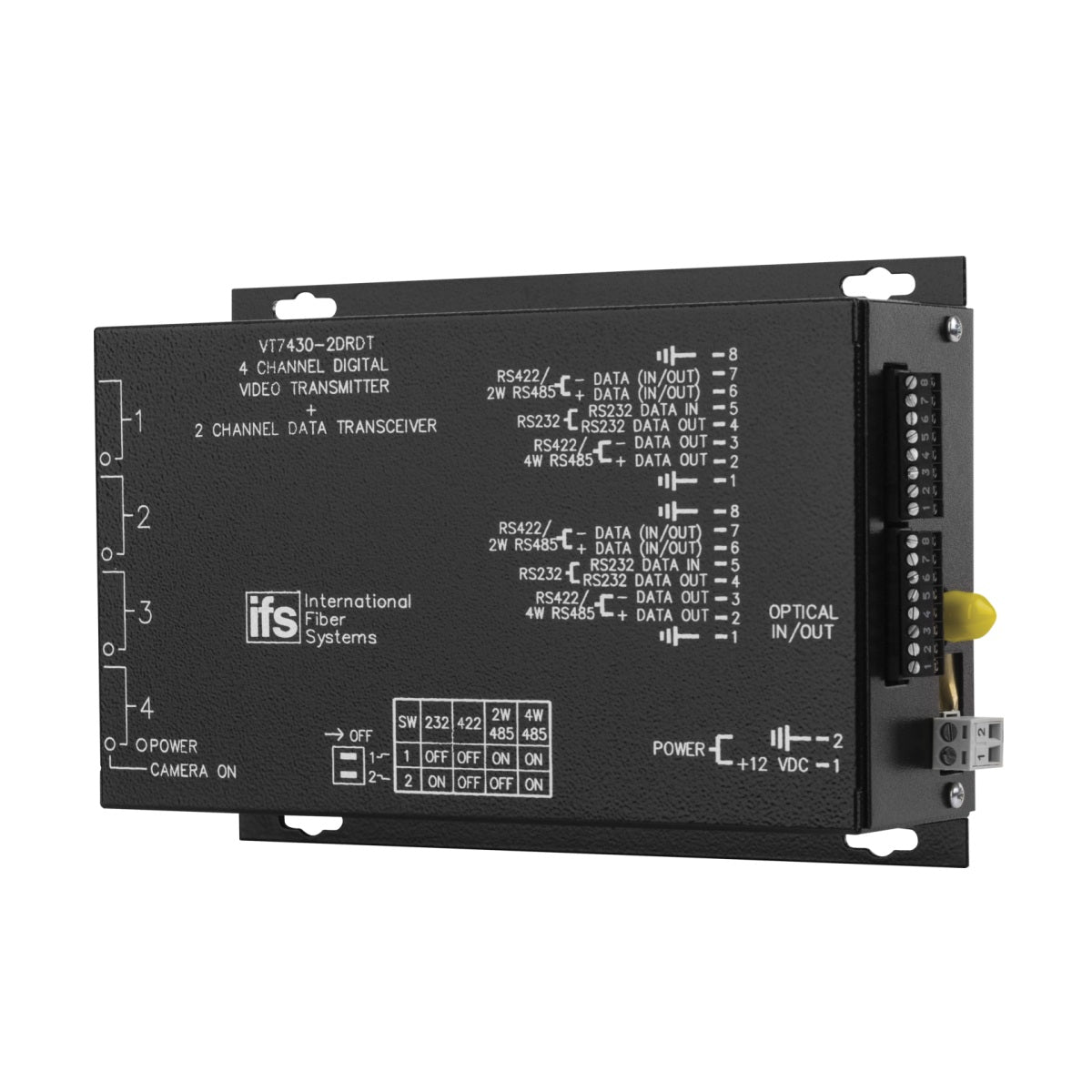 Interlogix VR7420-2DRDT 4-channel Digital Video Receiver + 2-ch Data Transceiver