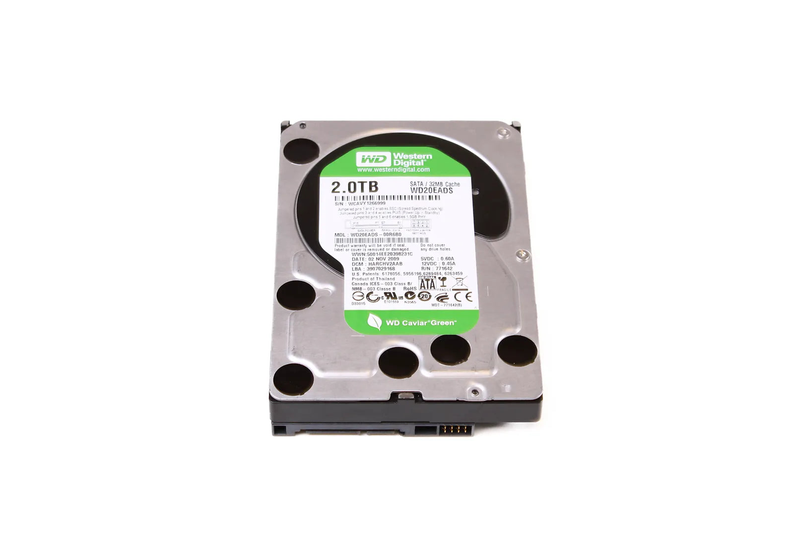 Western Digital WD20EADS-00R6B0 Caviar Green 2TB SATA III 3.5” Internal Hard Drive