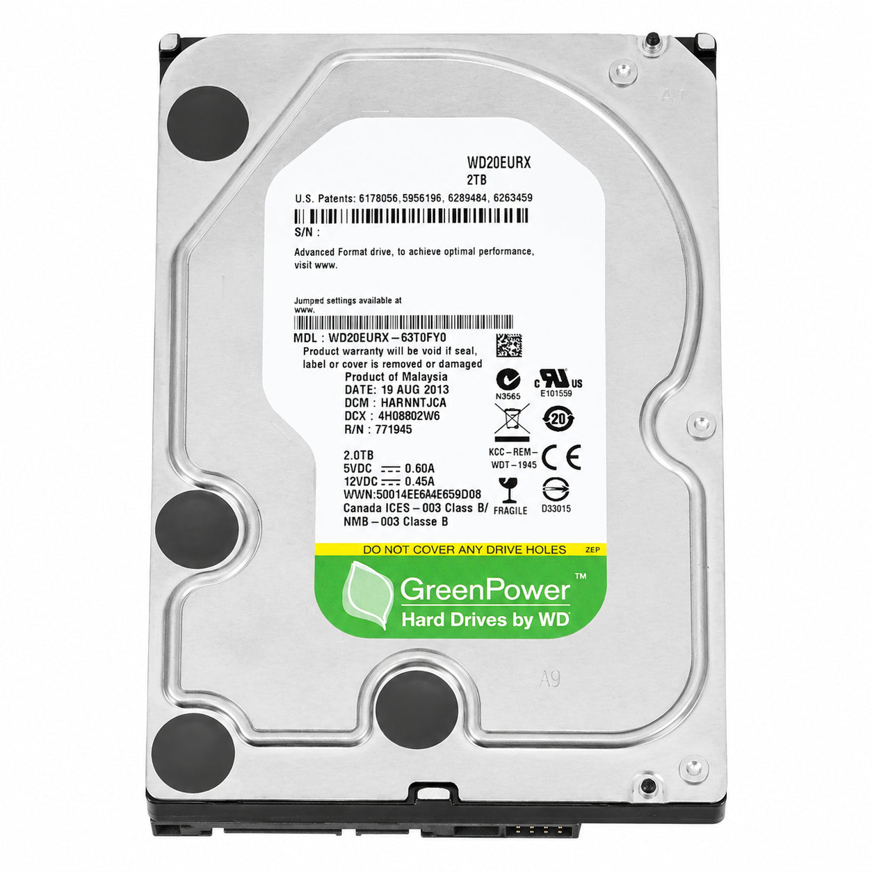 Western Digital WD20EURX-63T0FY0 - AV-GP 2TB 5400RPM SATA 6Gb/s 64MB Cache (CE) 3.5-Inch Hard Drive