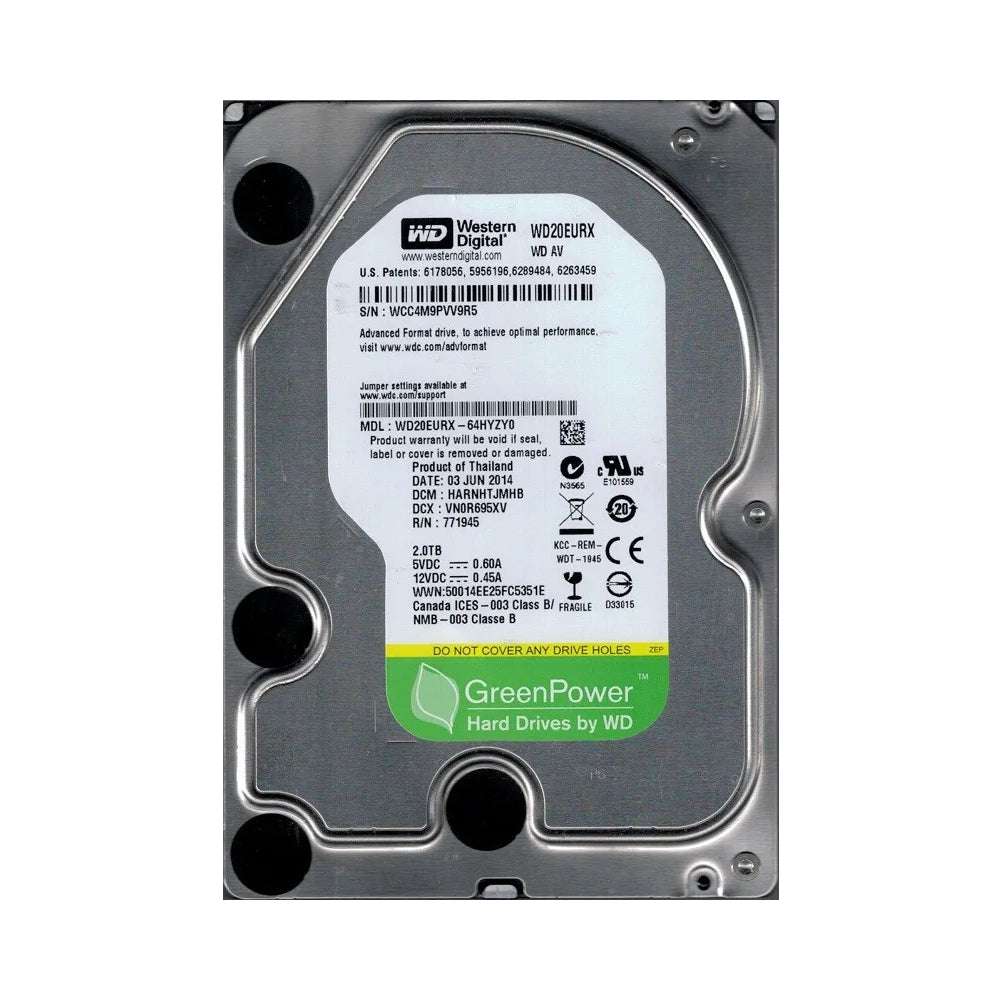 Western Digital WD20EURX-64HYZY0, AV-GP 2TB 3.5" Internal Hard Drive