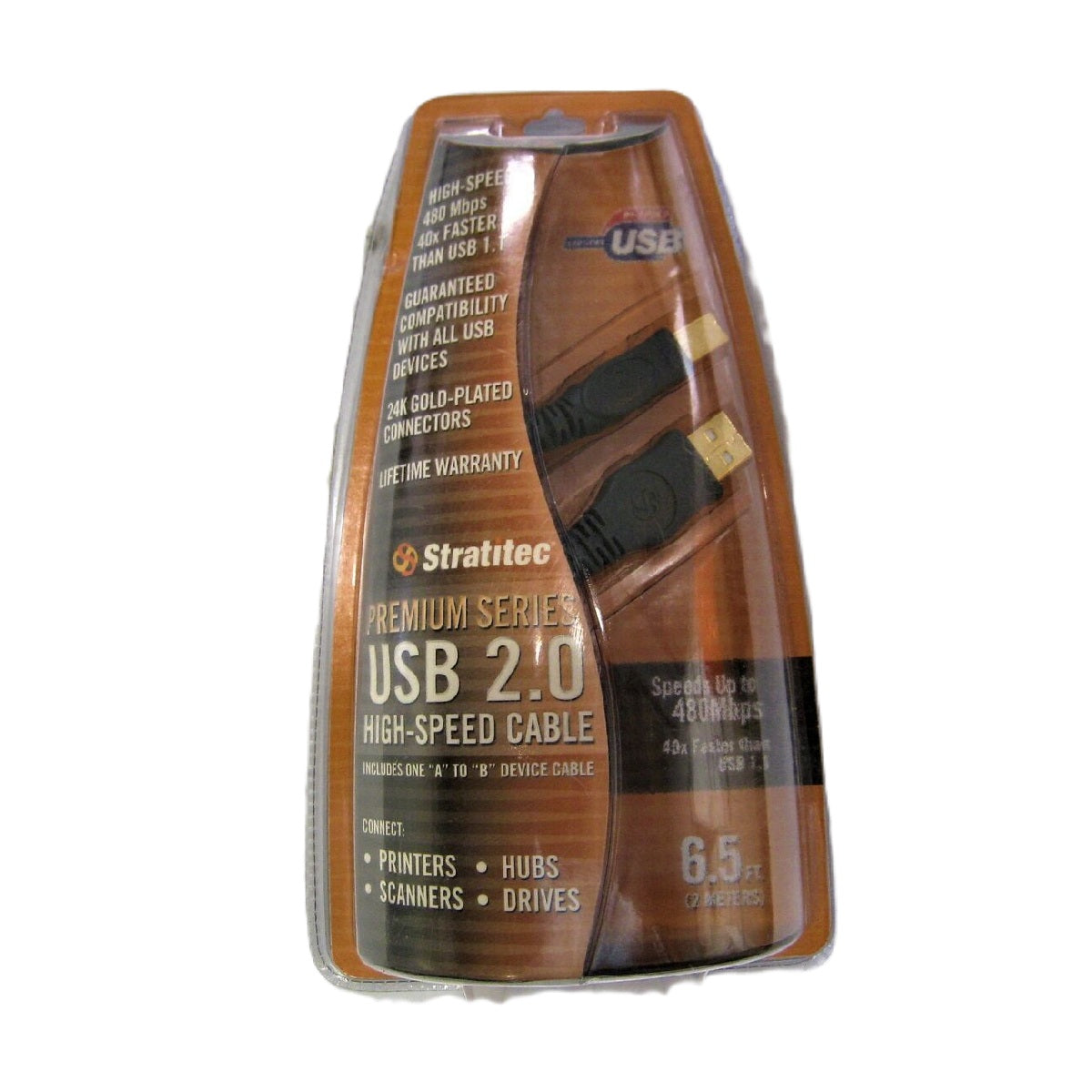 Stratitec DXUSB2AB USB 2.0 high speed cable 6.5 ft A to B cable / printer