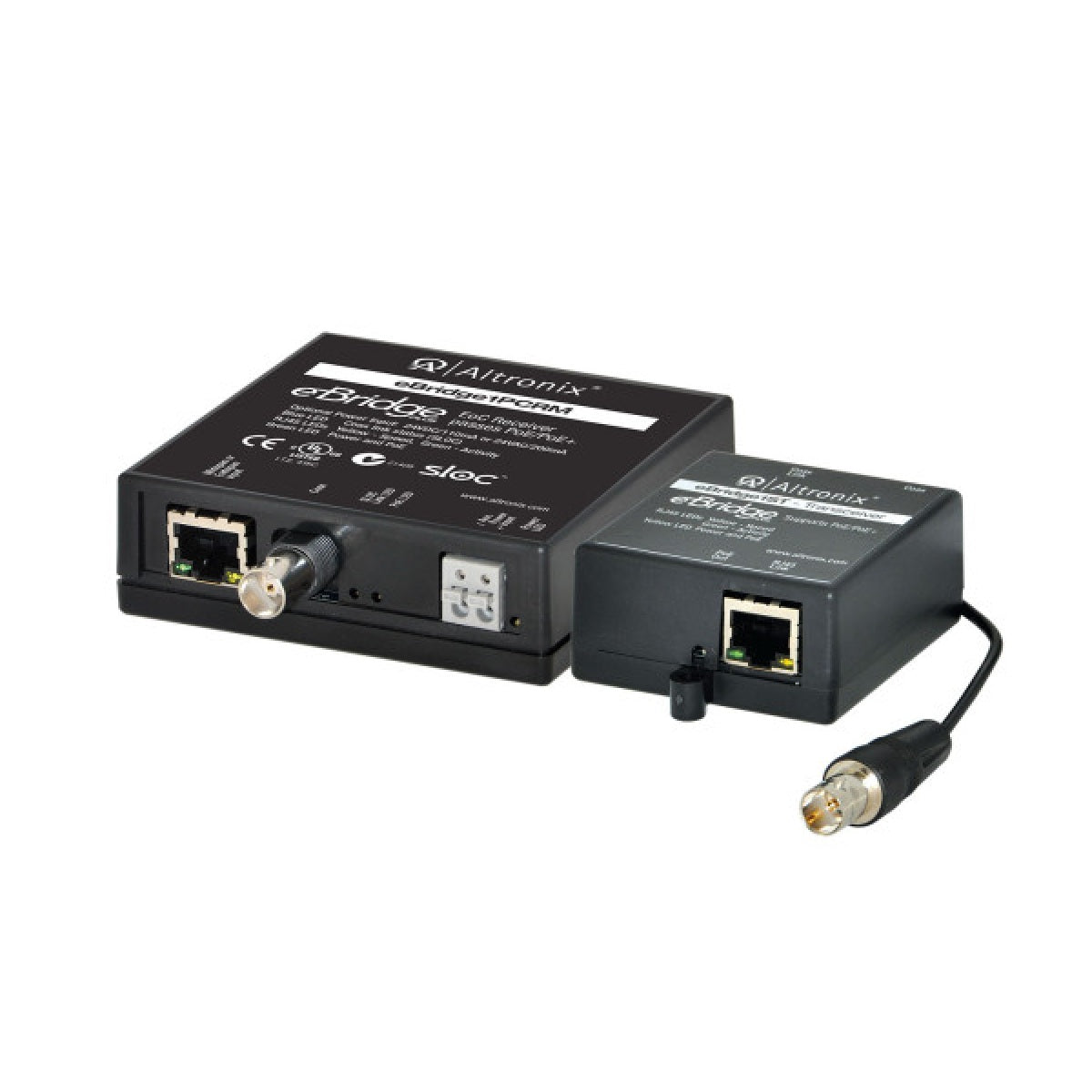 Altronix EBRIDGE1STR EoC Single-Port Adapter Kit, 25Mbps, Passes PoE/PoE+, Includes Receiver and Small Transceiver
