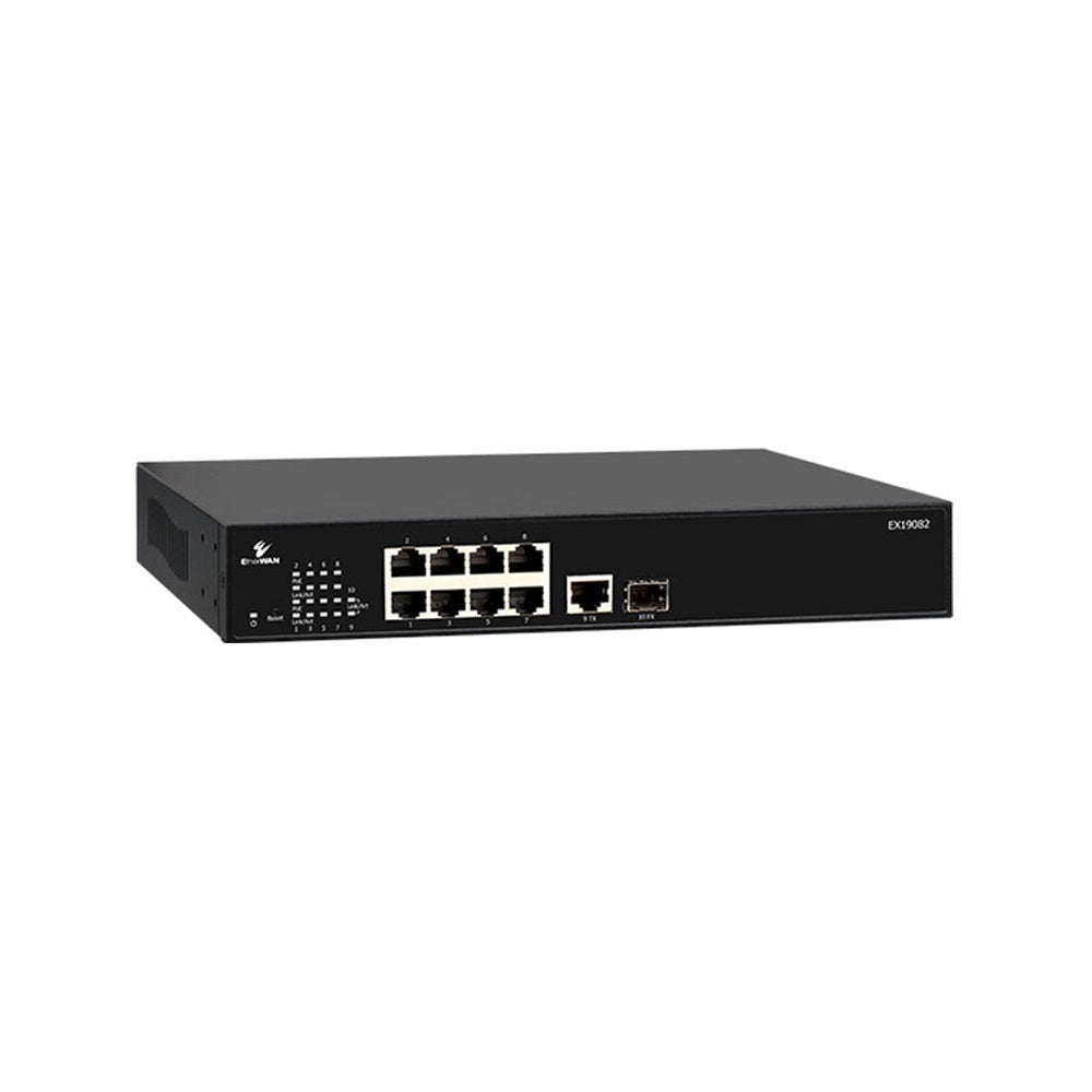 EtherWAN Web-Managed Ethernet Switch with 8 PoE+ 802.3at + 2 Gigabit Ports