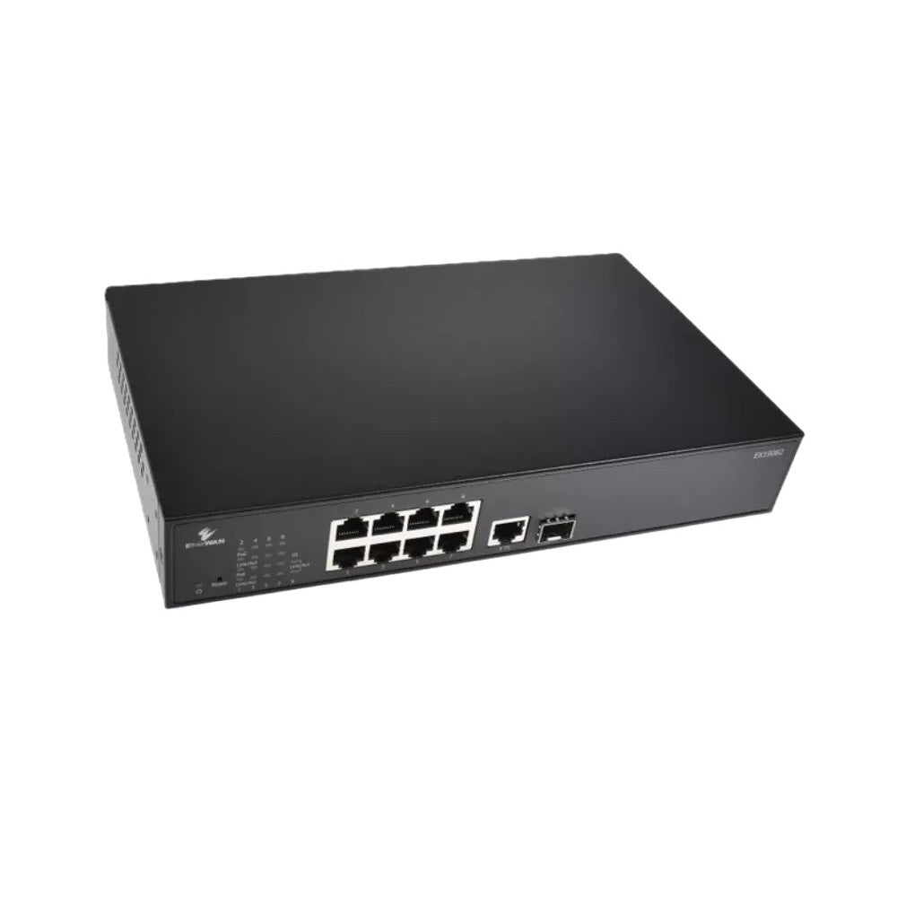 EtherWAN Web-Managed Ethernet Switch with 8 PoE+ 802.3at + 2 Gigabit Ports