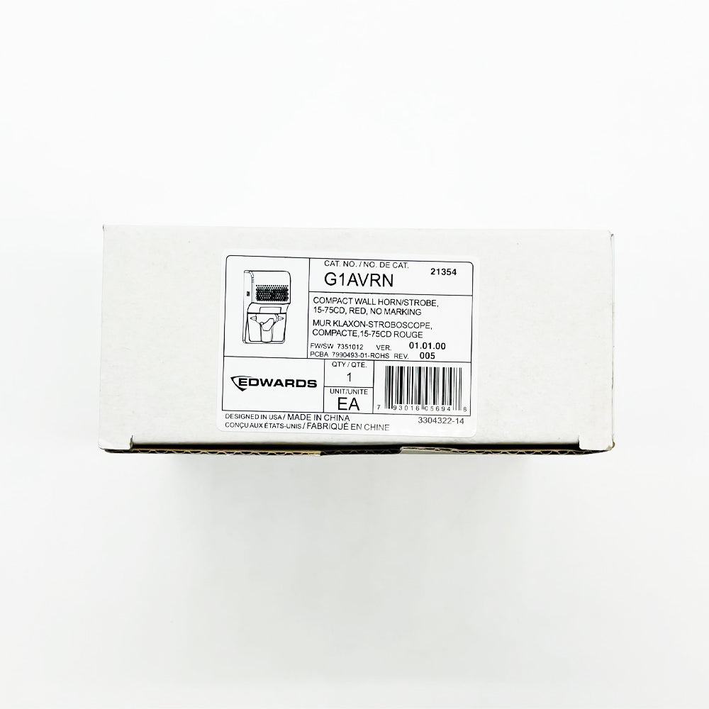 Edwards EST G1AVRN Horn-Strobe, Red, No Marking, Selectable Candela, High/low dB