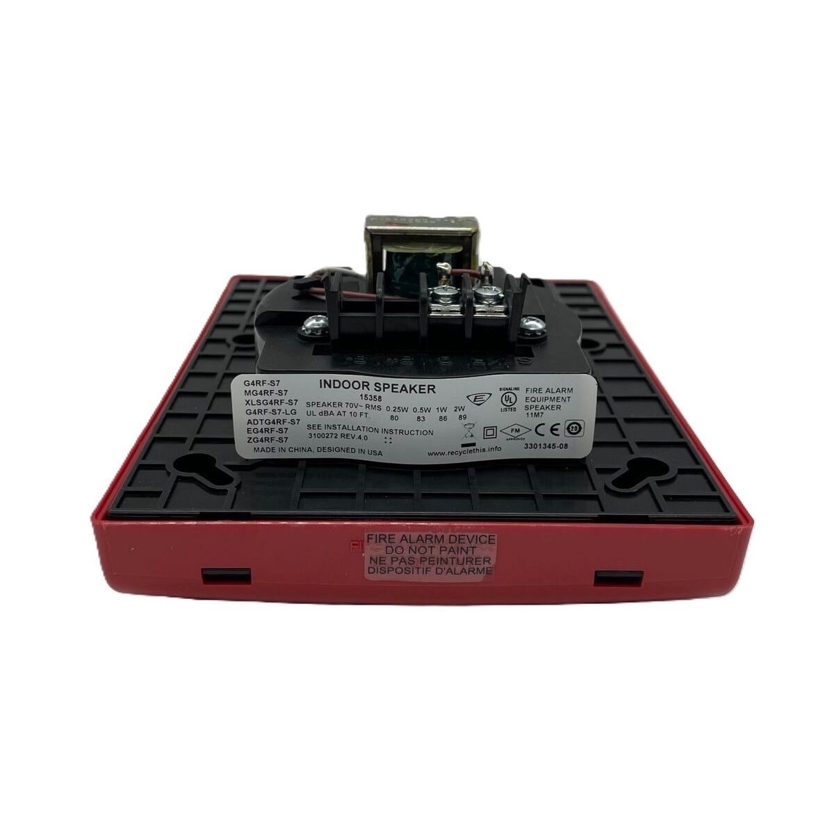 Edwards Systems G4RF-S7 - Speaker (70V), Multi-Tap, Red with FIRE