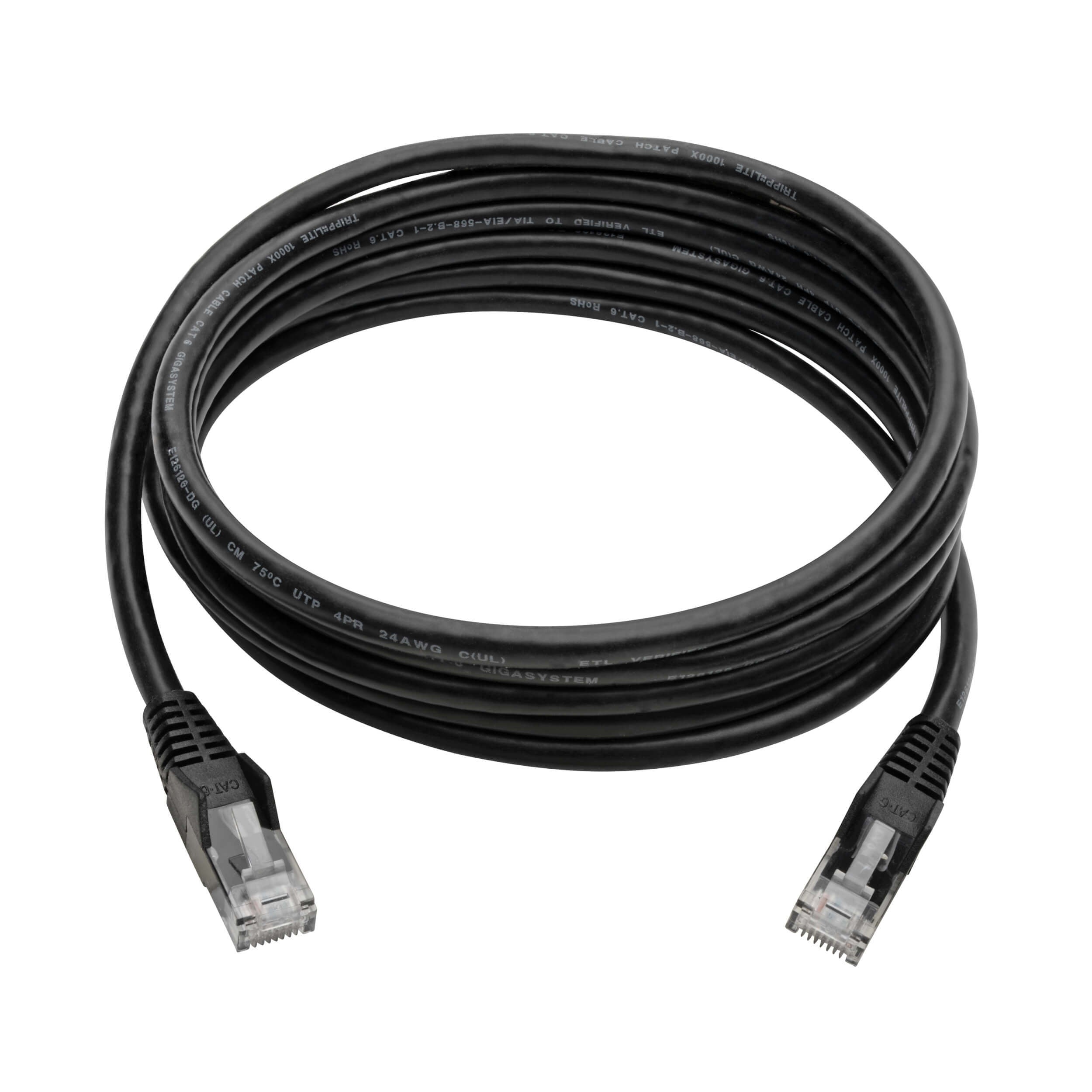 Tripp-Lite N201-007-BK 7ft. Black Cat6 Gigabit Snagless Molded Patch Cable, Pack of 8