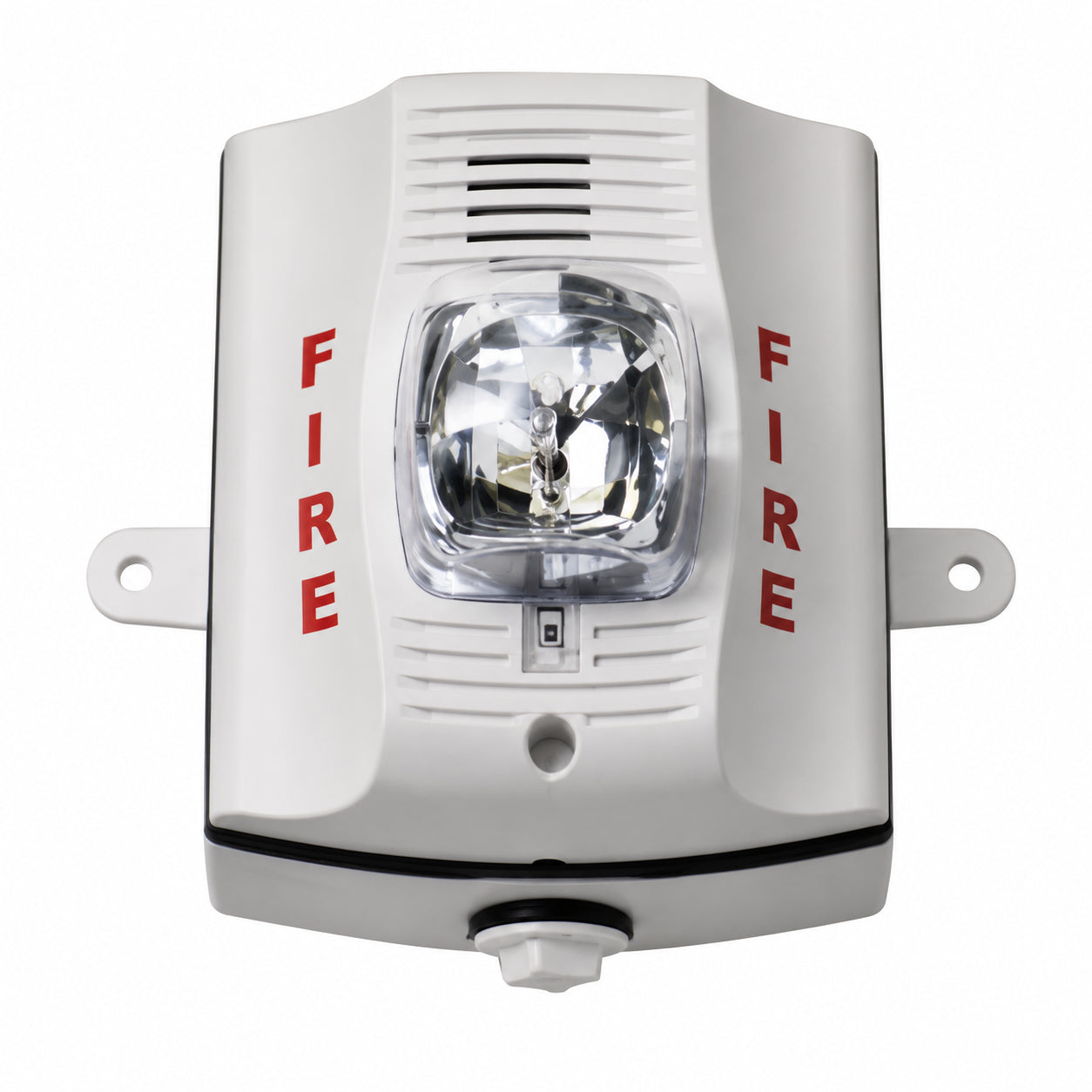 System Sensor P2WHK Horn Strobe, White, Wall Mount, Two-Wire, FIRE Lettering, Outdoor, High Candela