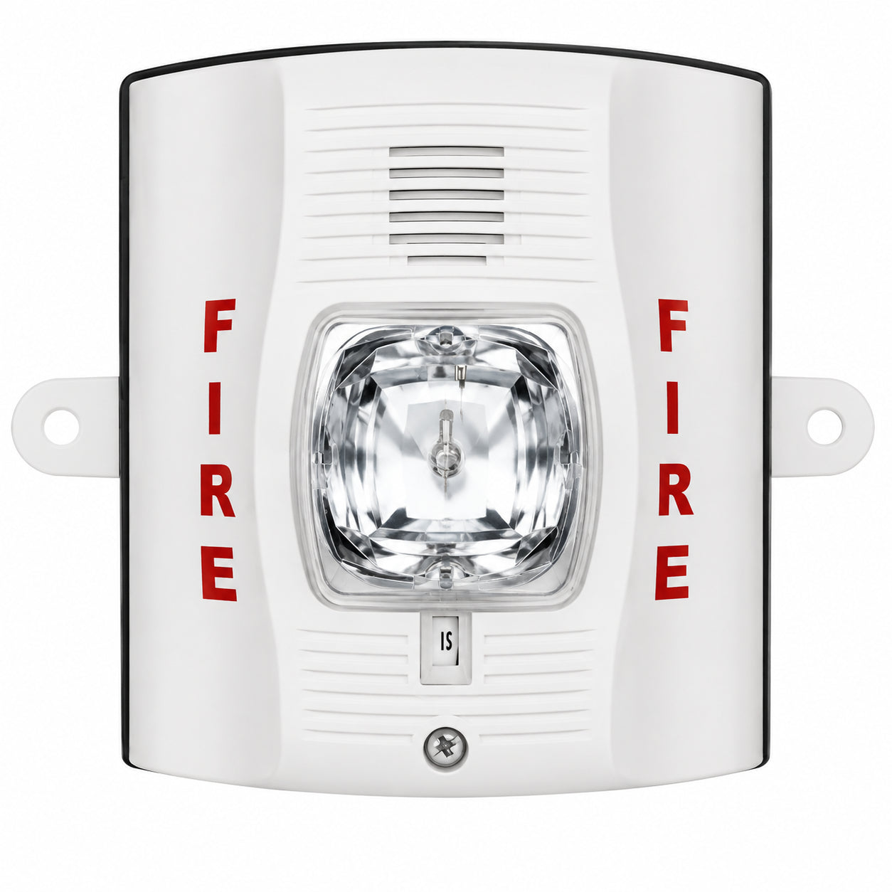 System Sensor P2WHK Horn Strobe, White, Wall Mount, Two-Wire, FIRE Lettering, Outdoor, High Candela