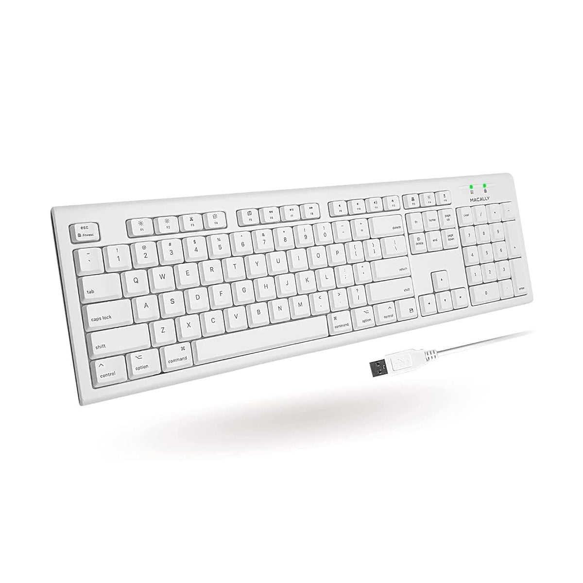 Macally QKEY White 104-Key Full-Size USB Keyboard.