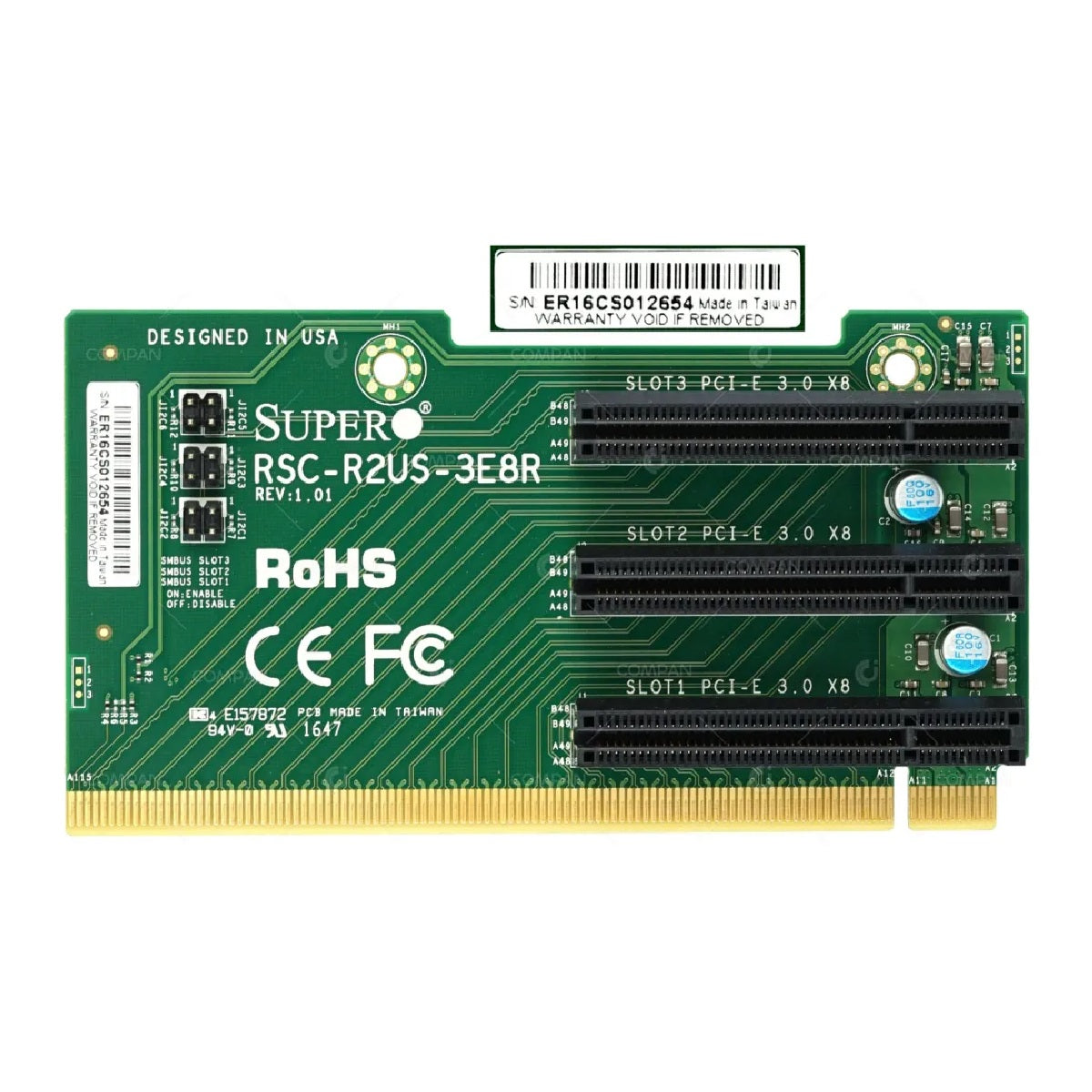 Supermicro RSC‑R2US‑3E8R 2U Left‑Side Passive PCI‑E Risercard