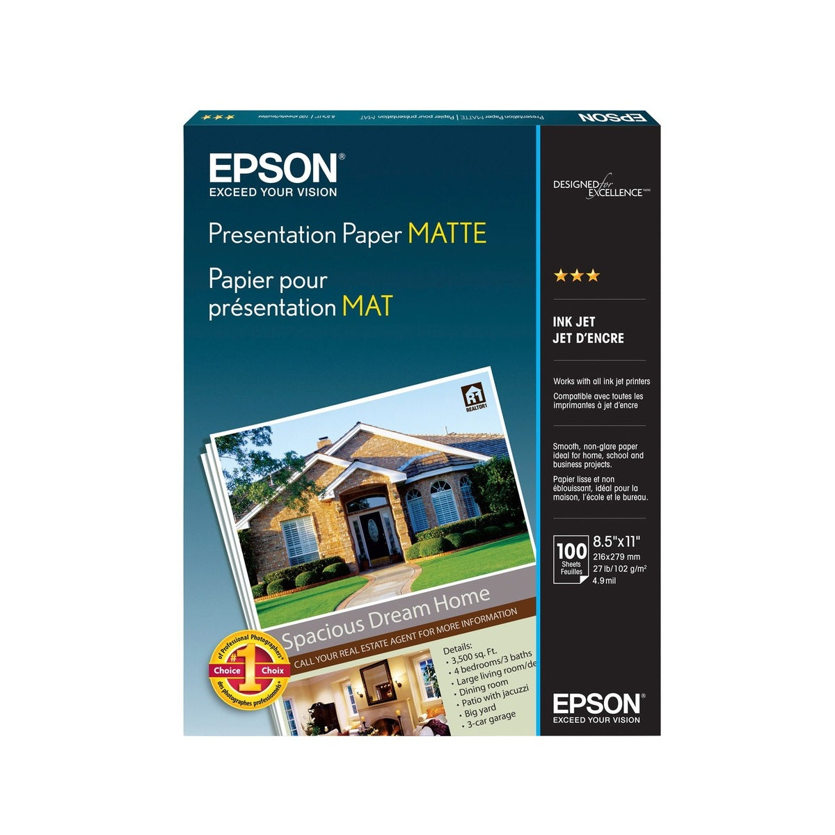 Epson S041062 Presentation Paper Matte, 8.5