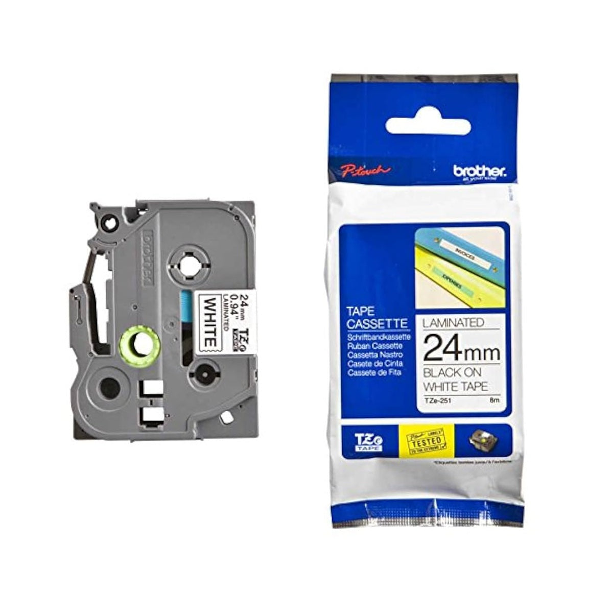 Brother TZE251 Laminated Label Tape – 1″ (24 mm) × 26.2 ft