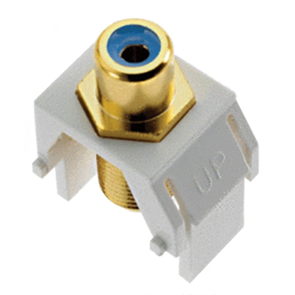 Legrand - OnQ WP3464-WH Blue RCA to F Connector, Standard RCA Front Jack Fits In All Keystone Wall Plates, F-Type Coaxial Rear Jack for Audio and Video